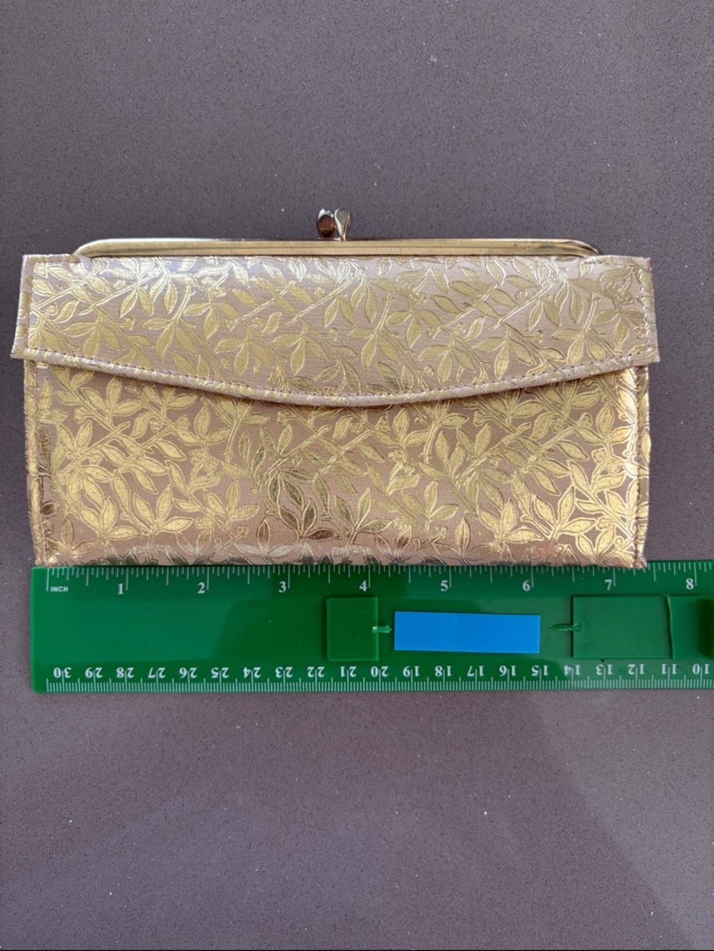 Vintage Elegant Gold Leaf-Embossed Women’s Clutch Wallet Rolf’s cowhide leather - Picture 11 of 12